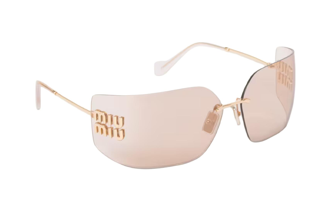 Lookbook (W) Kacamata Wanita MIU MIU Logo Embossed Irregular - Emas. SMU54YMZVNFE20FC080