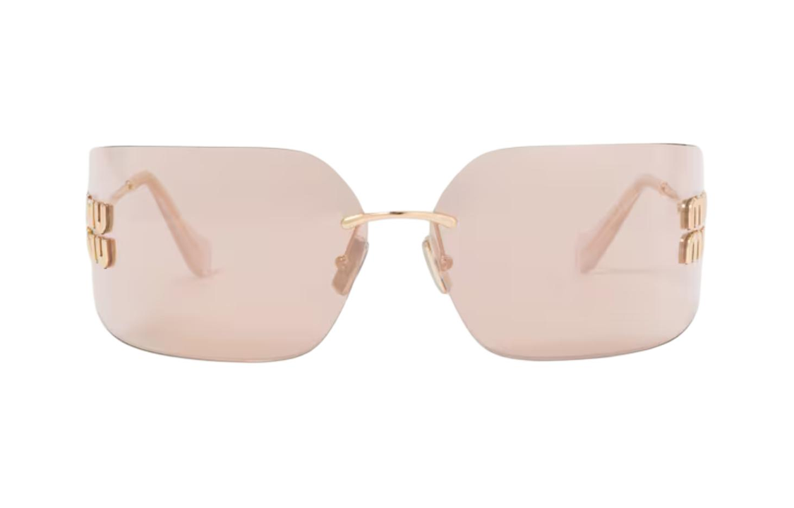 Shop (W) Kacamata Wanita MIU MIU Logo Embossed Irregular - Emas. SMU54YMZVNFE20FC080