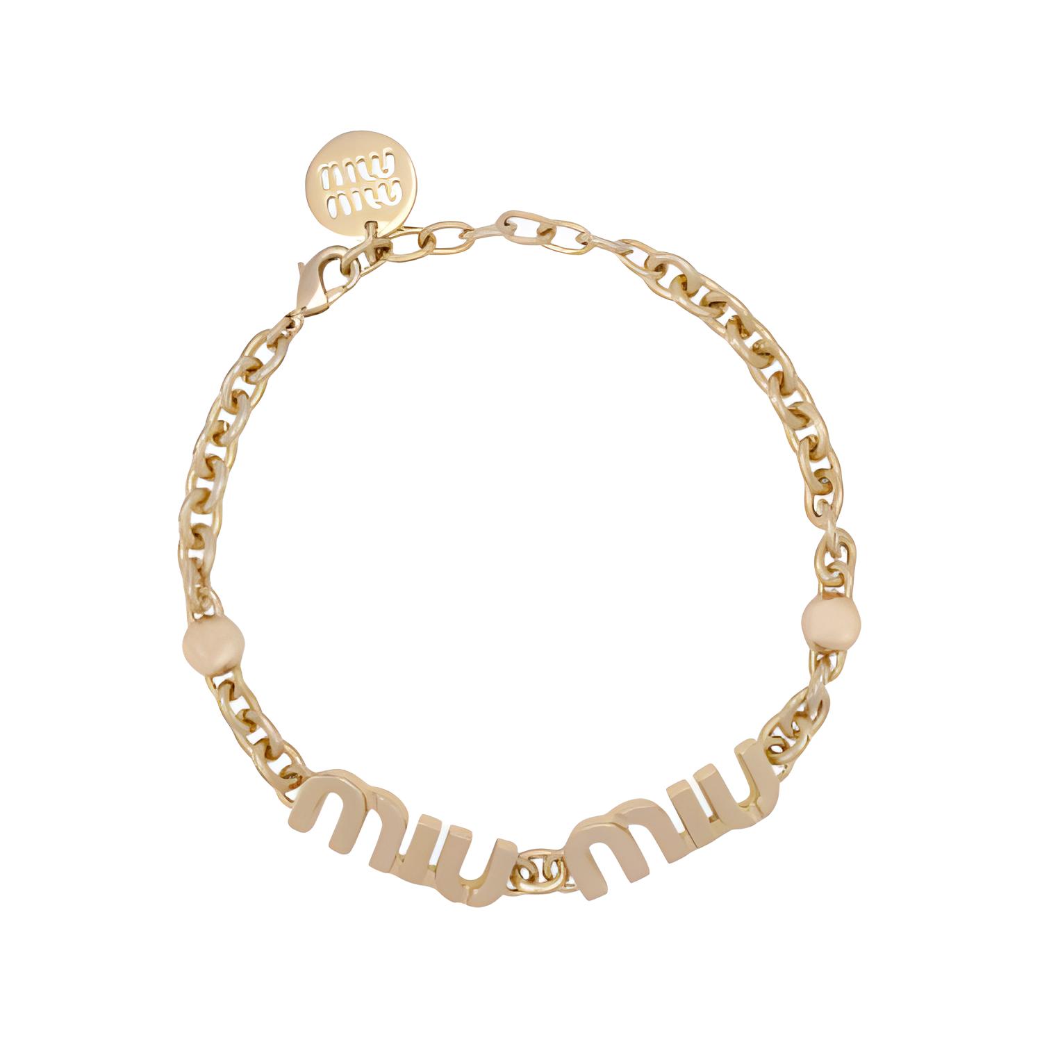 (Women) MIU MIU Logo Engraved Gold Bracelet for Women 5IB455-2F7U-F0056