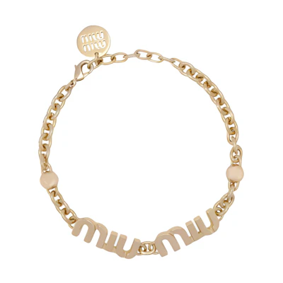 (Women) MIU MIU Logo Engraved Gold Bracelet for Women 5IB455-2F7U-F0056