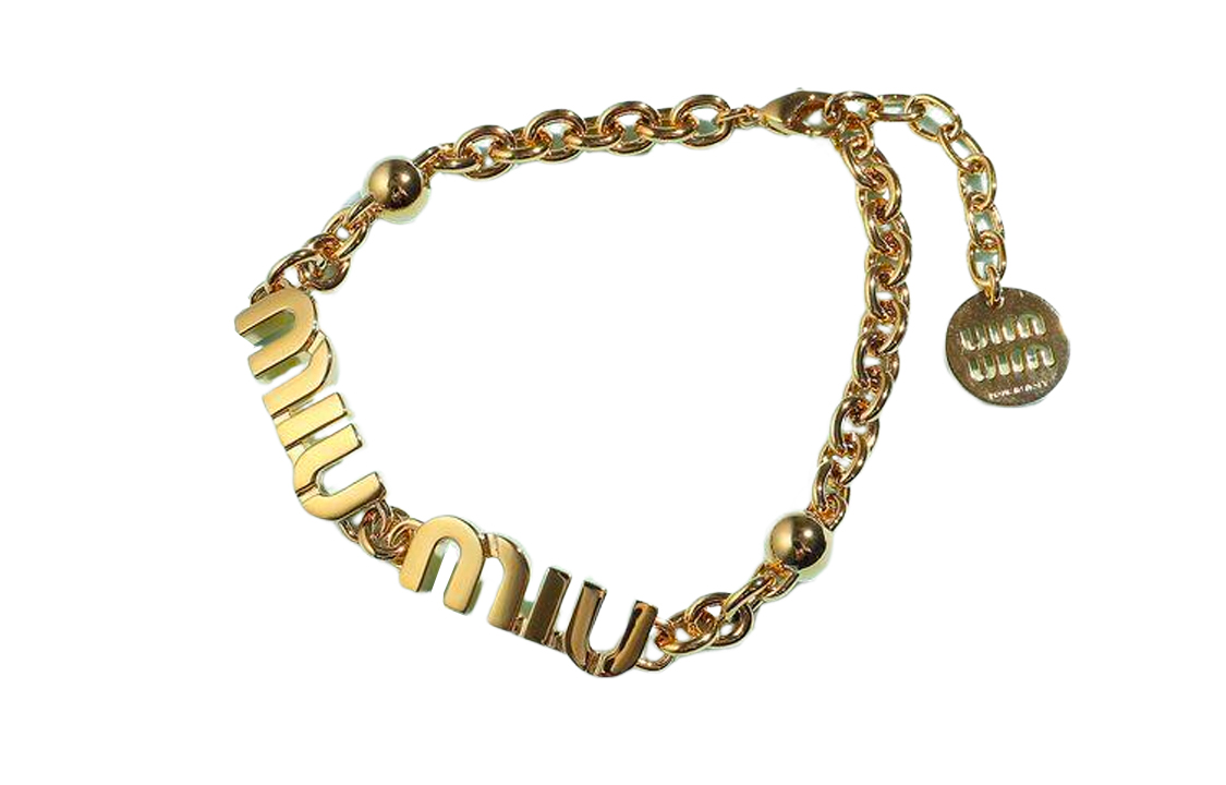 Order (W) MIU MIU ロゴ刻印入り ゴールドブレスレット レディース用 5IB455-2F7U-F0056