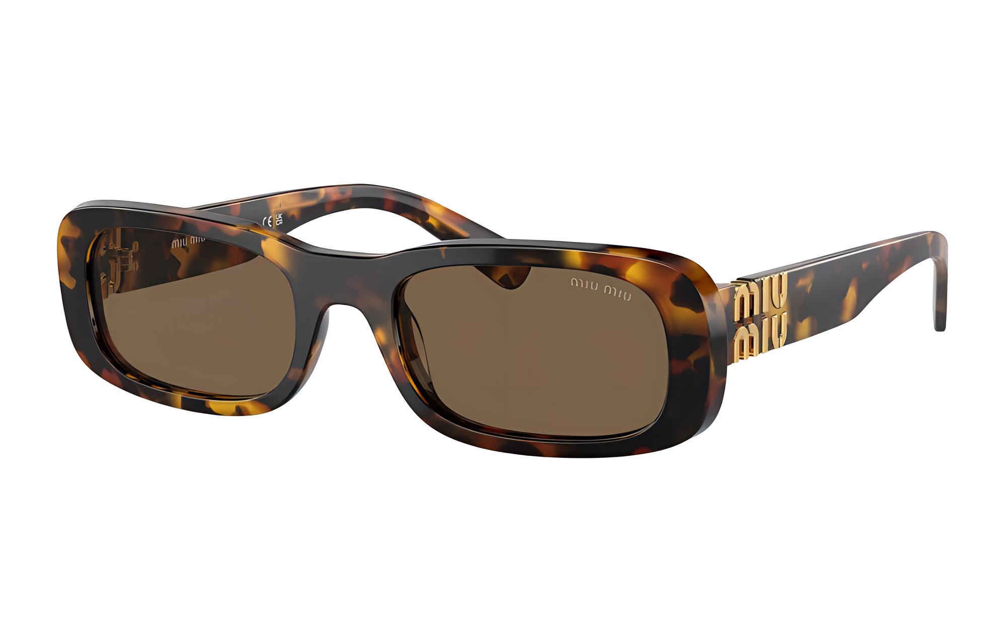 (Women) MIU MIU Logo Engraved Square Sunglasses for Women in Tortoiseshell. MU08ZSVAU06BA