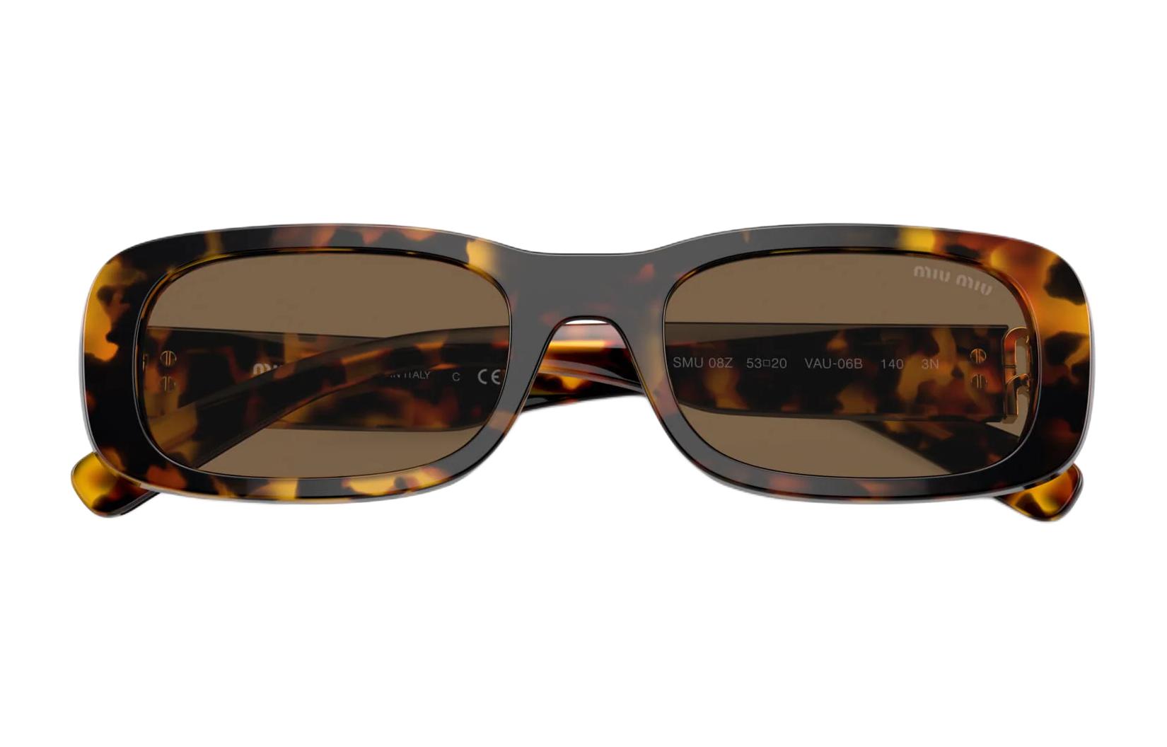 (Women) MIU MIU Logo Engraved Square Sunglasses for Women in Tortoiseshell. MU08ZSVAU06BA 圖 4