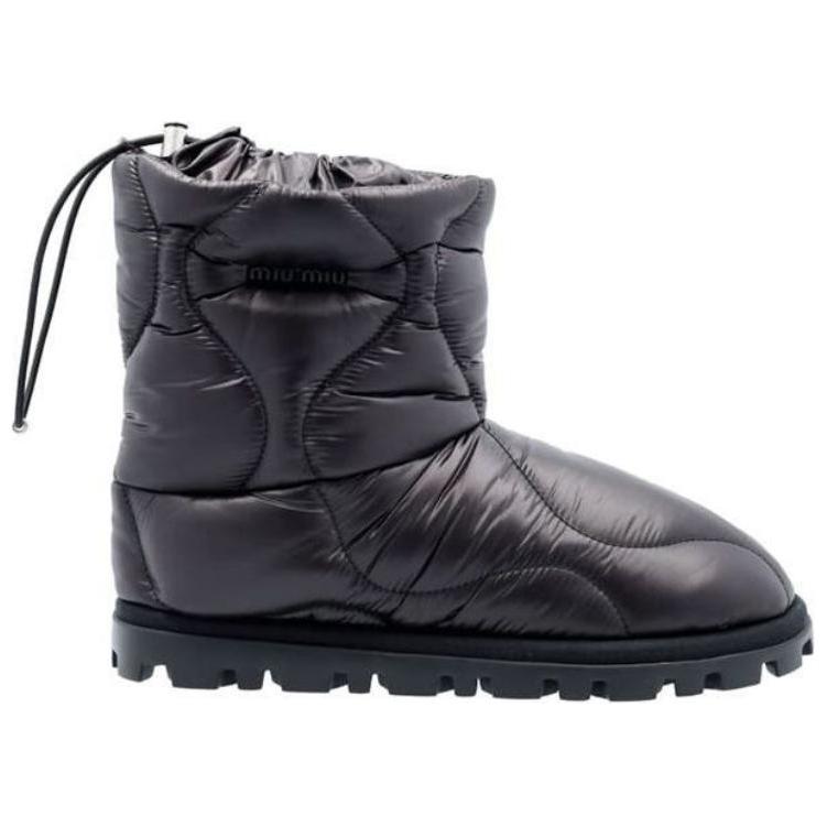 (W) MIU MIU Logo Fabric Ankle Boots 'Black' 圖 2