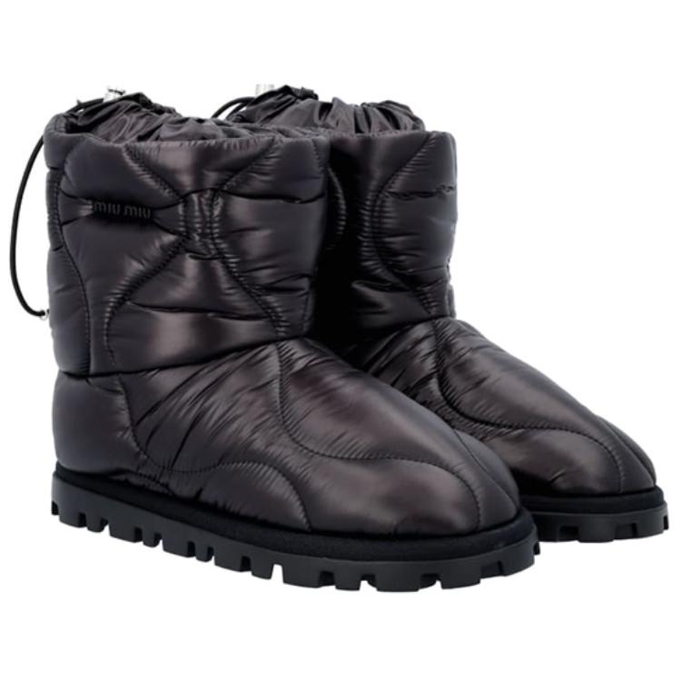 (W) MIU MIU Logo Fabric Ankle Boots 'Black' 圖 3