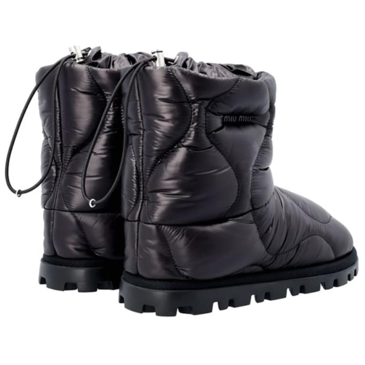 (W) MIU MIU Logo Fabric Ankle Boots 'Black' 圖 5