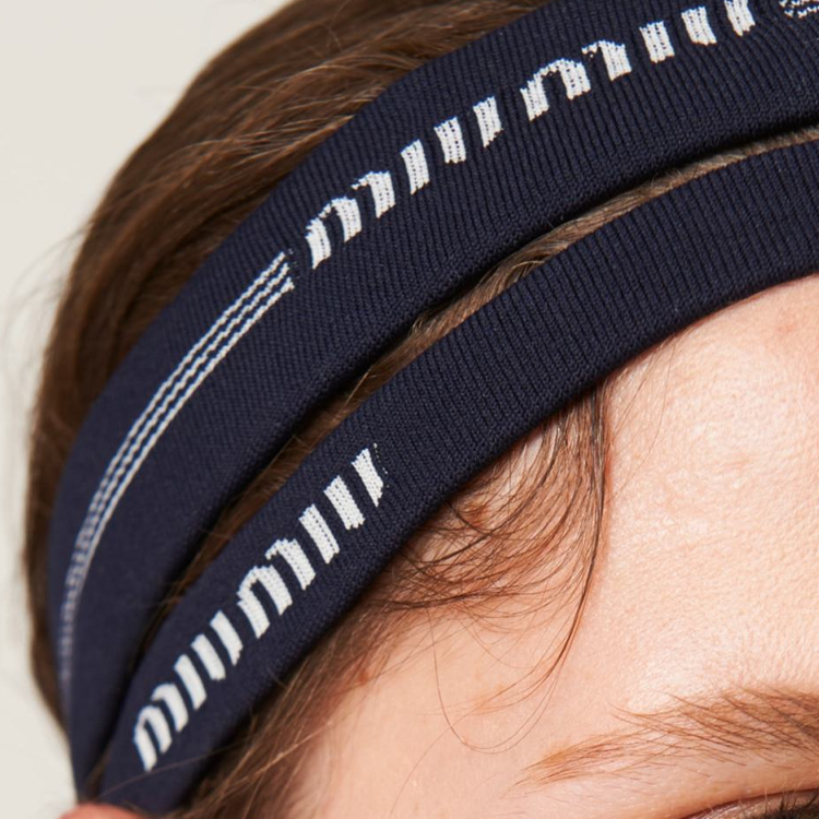 Details for (W) MIU MIU 标志织物发饰 蓝色. 5IF1852C32