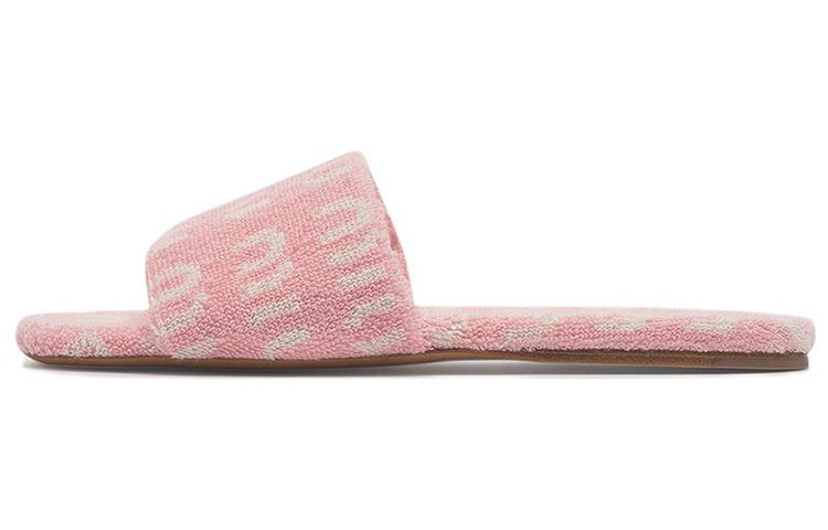 (W) MIU MIU Logo Fashion Slides 'Pink'