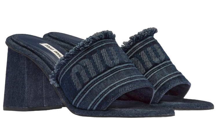 (W) MIU MIU Logo High-Heeled Sandals 'Blue Fashion' 圖 3