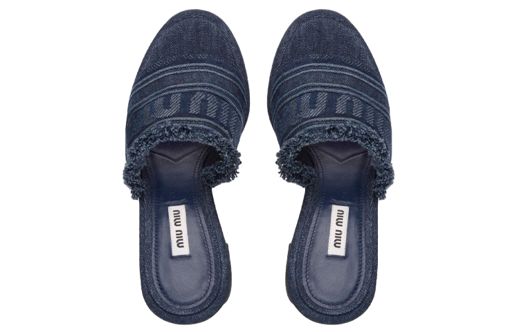 (W) MIU MIU Logo High-Heeled Sandals 'Blue Fashion' 圖 4