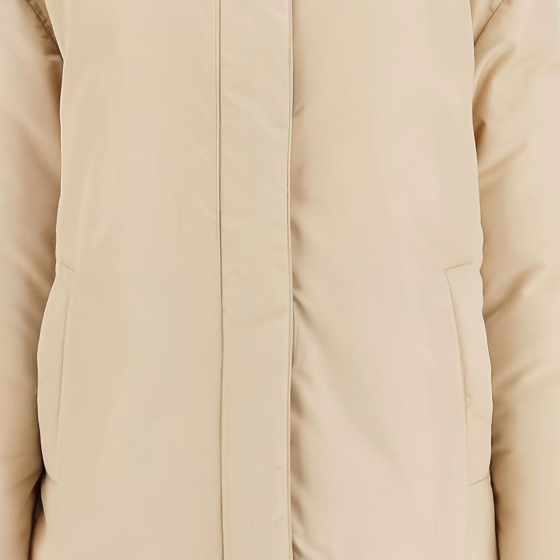 Details for (Women) MIU MIU Logo Hooded Zip-Up Jacket Beige  Long Sleeve Outerwear. ML1080-13FM-F0065
