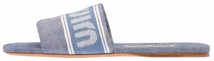 (Women) MIU MIU Logo Jacquard Slides Blue Denim 5XX558_3LKY_F0016_F_005 (Women) MIU MIU Logo Jacquard Slides Blue Denim 5XX558_3LKY_F0016_F_005