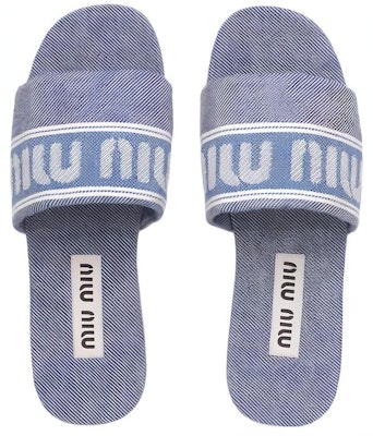 MIU MIU繆繆 提花一字型 平底 時尚涼拖 女款 深紫藍色 Purchase MIU MIU繆繆 提花一字型 平底 時尚涼拖 女款 深紫藍色