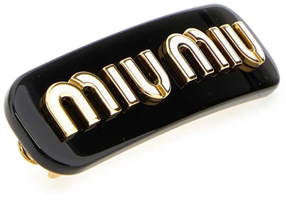 (W) 미우미우 로고 레터 헤어 클립 블랙. 5IF0712F72F0967 Lookbook (W) 미우미우 로고 레터 헤어 클립 블랙. 5IF0712F72F0967