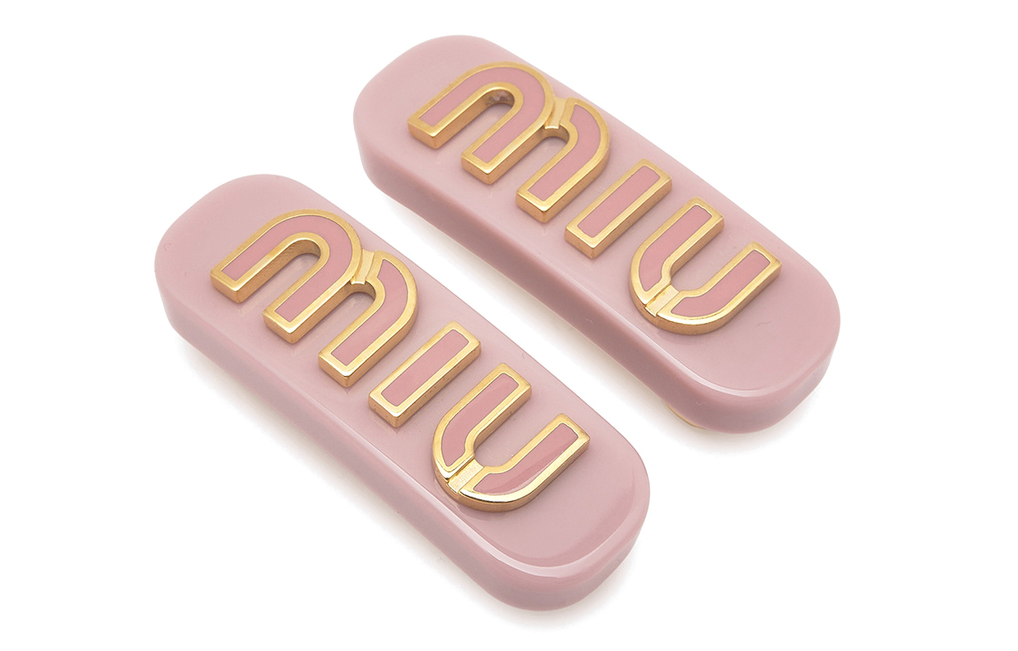 (Women) MIU MIU Logo Letter Pink Hair Clip for Women 5IF0722F72F0615