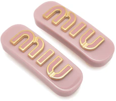 (Women) MIU MIU Logo Letter Pink Hair Clip for Women 5IF0722F72F0615 (Women) MIU MIU Logo Letter Pink Hair Clip for Women 5IF0722F72F0615