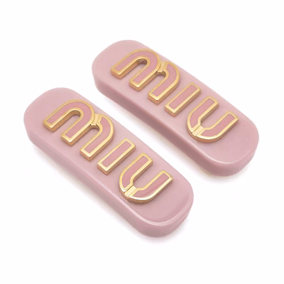 (Women) MIU MIU Logo Letter Pink Hair Clip for Women 5IF0722F72F0615