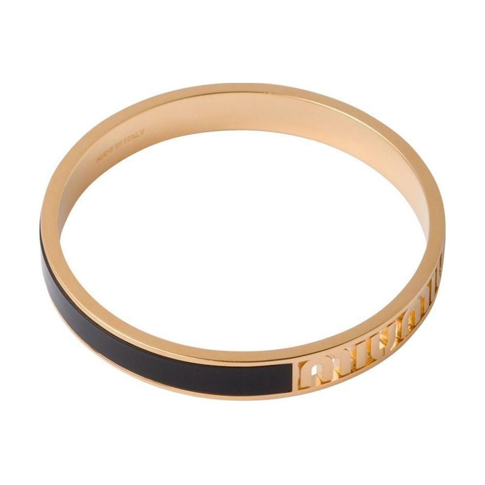 Lookbook (W) MIU MIU ロゴ メタル ブレスレット レディース - ブラック. 5JB407_2F6T_F0002