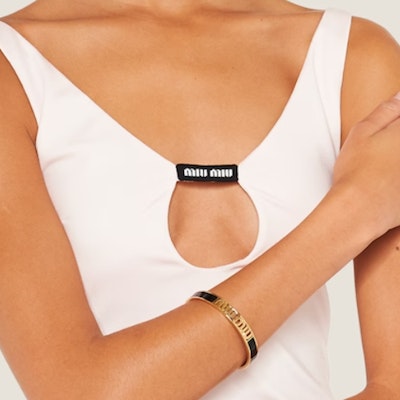 (W) MIU MIU ロゴ メタル ブレスレット レディース - ブラック. 5JB407_2F6T_F0002 Purchase (W) MIU MIU ロゴ メタル ブレスレット レディース - ブラック. 5JB407_2F6T_F0002