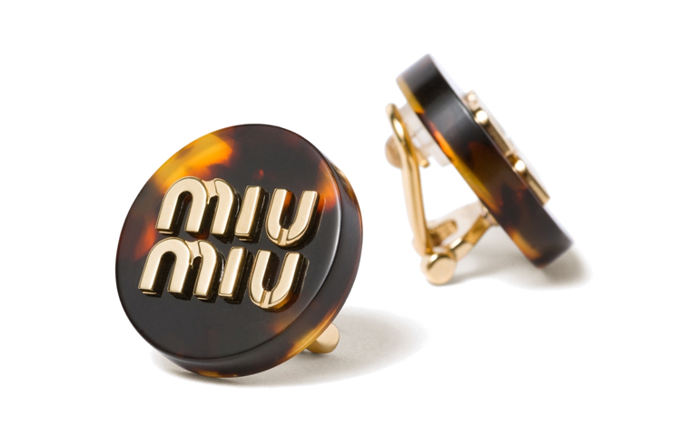 (Women) MIU MIU Logo Metal Resin Glass Clip-On Earrings for Women Tortoiseshell. 5IO104_2CPX_F03OW 圖 3