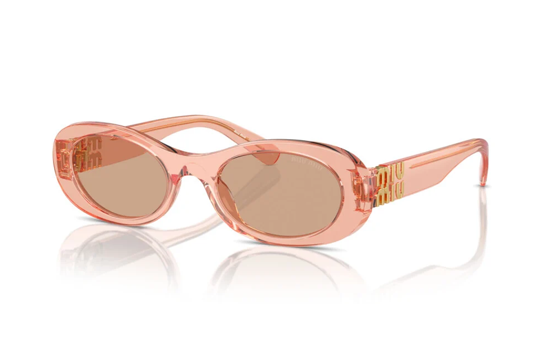 (Women) MIU MIU Logo Oval Acetate  Sunglasses - Pink MU06ZS13T1P1