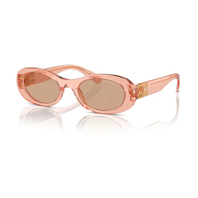 (Women) MIU MIU Logo Oval Acetate Sunglasses - Pink MU06ZS13T1P1