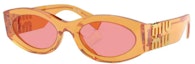 Buy (W) MIU MIU 女士棕色椭圆logo太阳镜 MU11WS12T1D0
