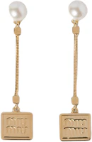 (Women) MIU MIU Logo Plaque Gold Metal Earrings. 5IO069_2F89_F0SAJ (Women) MIU MIU Logo Plaque Gold Metal Earrings. 5IO069_2F89_F0SAJ