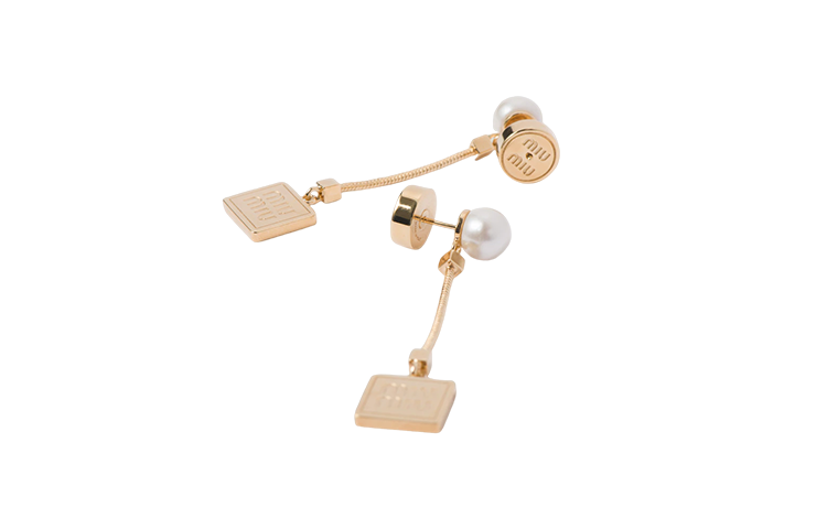 (Women) MIU MIU Logo Plaque  Gold Metal Earrings. 5IO069_2F89_F0SAJ 圖 3
