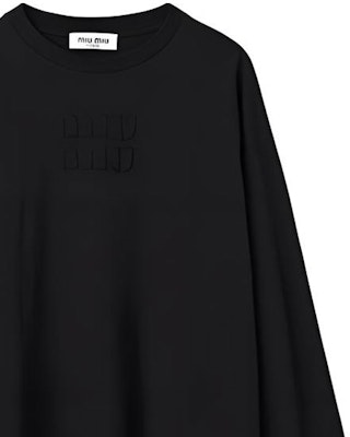 (Women) MIU MIU Logo Print Crewneck Long Sleeve Casual T-Shirt Women’s Black. MJL862-1YXT-F0002-S-232 7