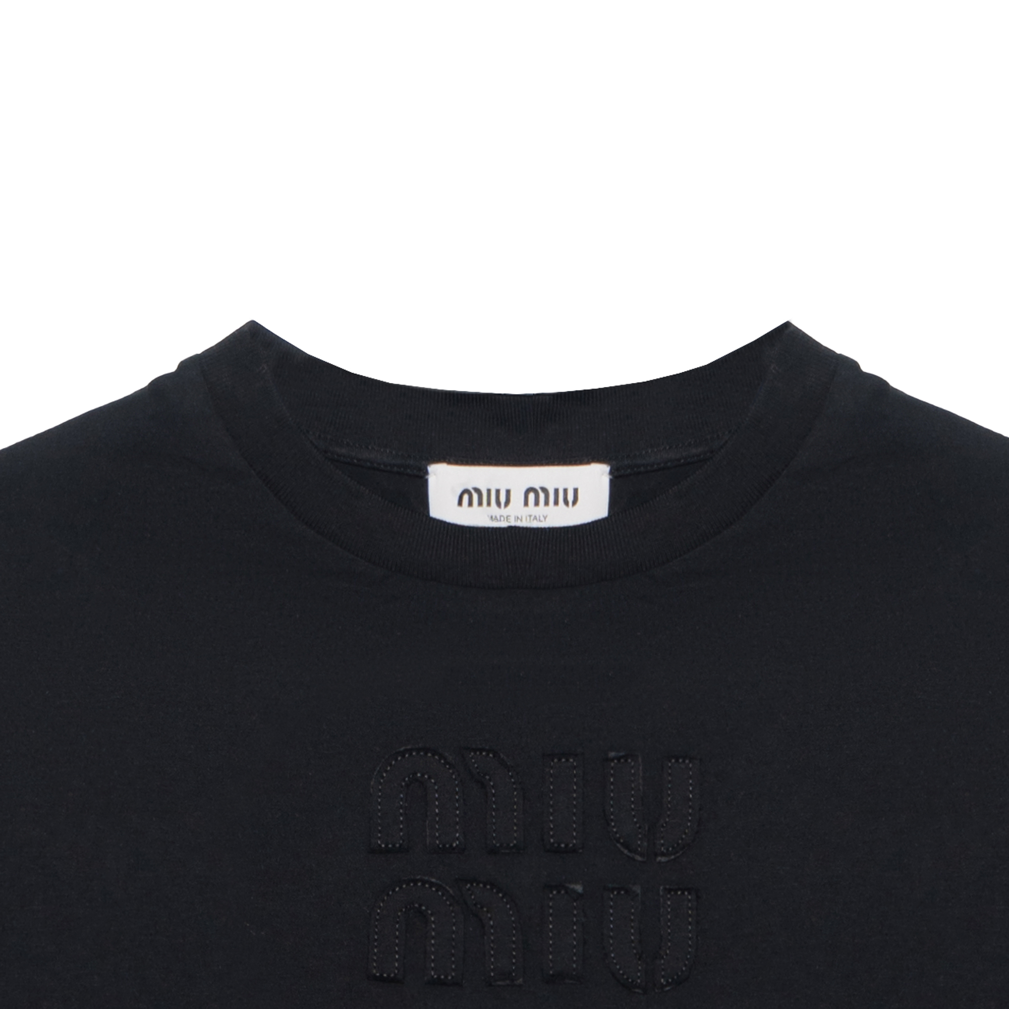 Details for (Women) MIU MIU Logo Print Crewneck Long Sleeve Casual T-Shirt Women’s Black. MJL862-1YXT-F0002-S-232