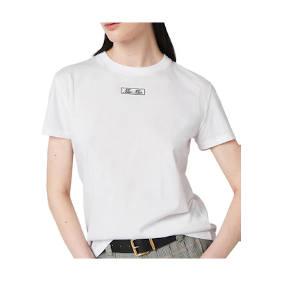 (Women) MIU MIU Logo Print Crewneck Short Sleeve T-Shirt Women White SS24 MJN383-14ER-F0009-S-OOO
