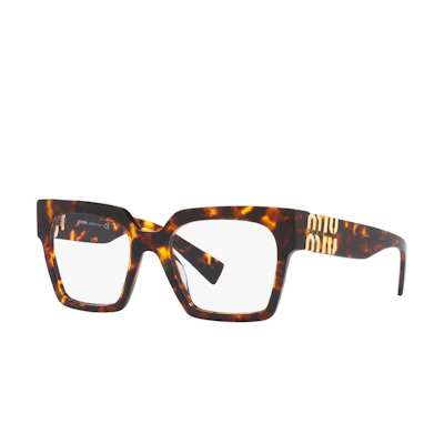 (Women) MIU MIU Logo Square Optical Eyeglasses for Women - Brown VMU04UVVAU1O1