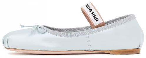 (Women) MIU MIU Logo Strap Satin Flats 'Light Blue' 5F794D_QU6_F0D30 (Women) MIU MIU Logo Strap Satin Flats 'Light Blue' 5F794D_QU6_F0D30