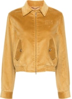 (Women) MIU MIU Logo Zip-Up Collared Long Sleeve Jacket for Women - Yellow ML962-13I4-F0151-S-232 (Women) MIU MIU Logo Zip-Up Collared Long Sleeve Jacket for Women - Yellow ML962-13I4-F0151-S-232