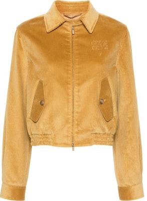 (Women) MIU MIU Logo Zip-Up Collared Long Sleeve Jacket for Women - Yellow ML962-13I4-F0151-S-232 Order (Women) MIU MIU Logo Zip-Up Collared Long Sleeve Jacket for Women - Yellow ML962-13I4-F0151-S-232