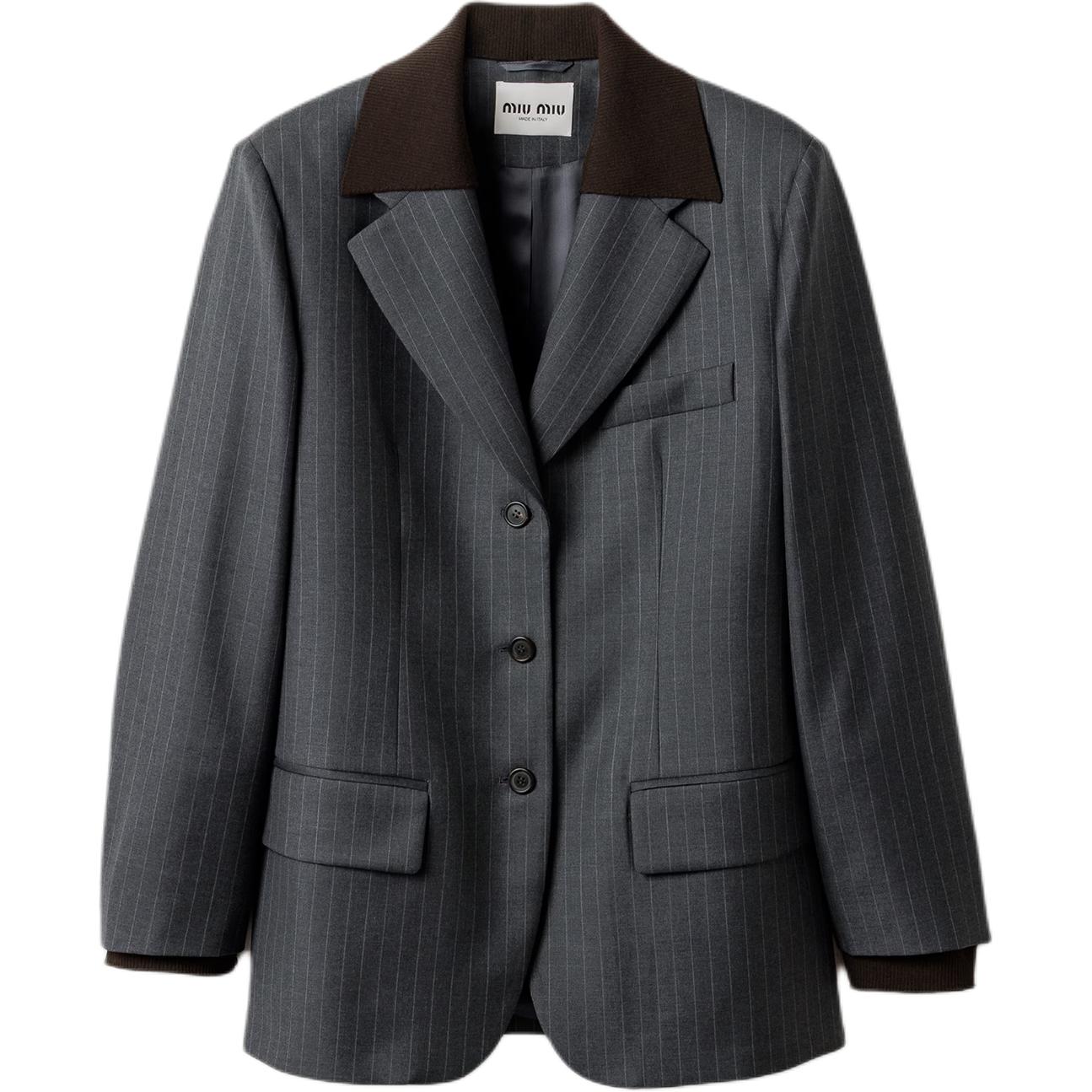 (Women) Miu Miu Long-Sleeve Buttoned Jacket with Turn-Down Collar MH2005-174X-F0480-SOOO