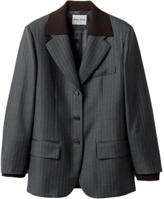 (W) Miu Miu Jaket Lengan Panjang dengan Kancing dan Kerah Lipat MH2005-174X-F0480-SOOO Buy (W) Miu Miu Jaket Lengan Panjang dengan Kancing dan Kerah Lipat MH2005-174X-F0480-SOOO