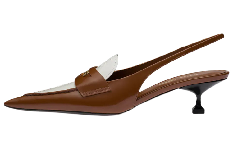 (Women) MIU MIU Low-Heel Leather Sandals 'White and Brown' 5D774D_AZE_F070D_F_045