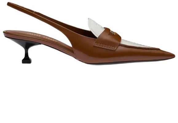 (Women) MIU MIU Low-Heel Leather Sandals 'White and Brown' 5D774D_AZE_F070D_F_045 Order (Women) MIU MIU Low-Heel Leather Sandals 'White and Brown' 5D774D_AZE_F070D_F_045