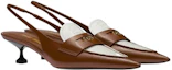 Lookbook (W) MIU MIU Sandal Kulit Tumit Rendah 'Putih dan Coklat' 5D774D_AZE_F070D_F_045