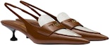 Lookbook (Women) MIU MIU Low-Heel Leather Sandals 'White and Brown' 5D774D_AZE_F070D_F_045