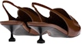 Shop (Women) MIU MIU Low-Heel Leather Sandals 'White and Brown' 5D774D_AZE_F070D_F_045