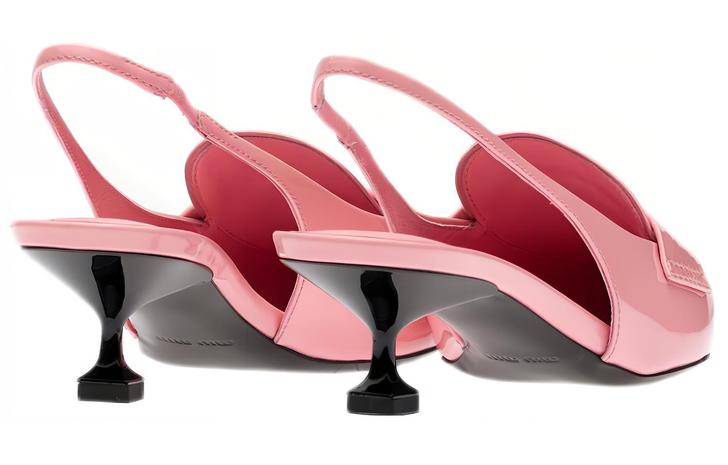 (W) MIU MIU Low-Heeled Leather Sandals 'Pink' 圖 4