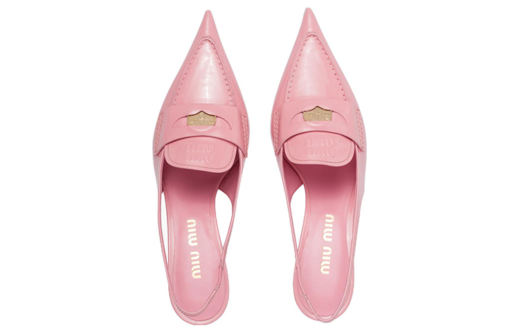 (W) MIU MIU Low-Heeled Leather Sandals 'Pink' 圖 5