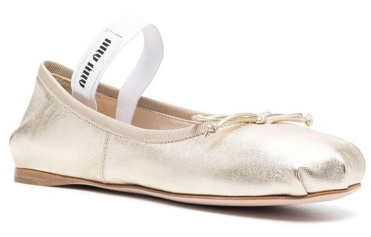 Order MIU MIU 缪缪 Mordore 皮革 低帮 套脚 平底鞋 女款 金色