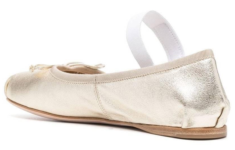 Lookbook MIU MIU 缪缪 Mordore 皮革 低帮 套脚 平底鞋 女款 金色