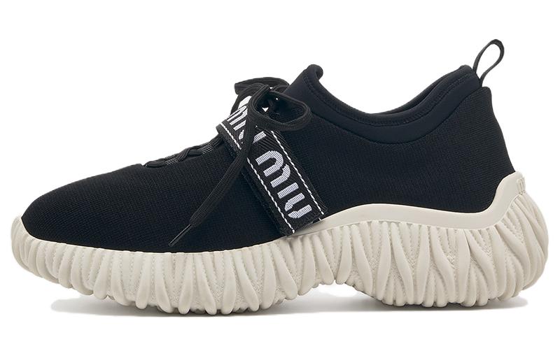 (W) MIU MIU Low Top Sneaker 'Black Velcro'