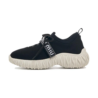 (W) MIU MIU Low Top Sneaker 'Black Velcro'