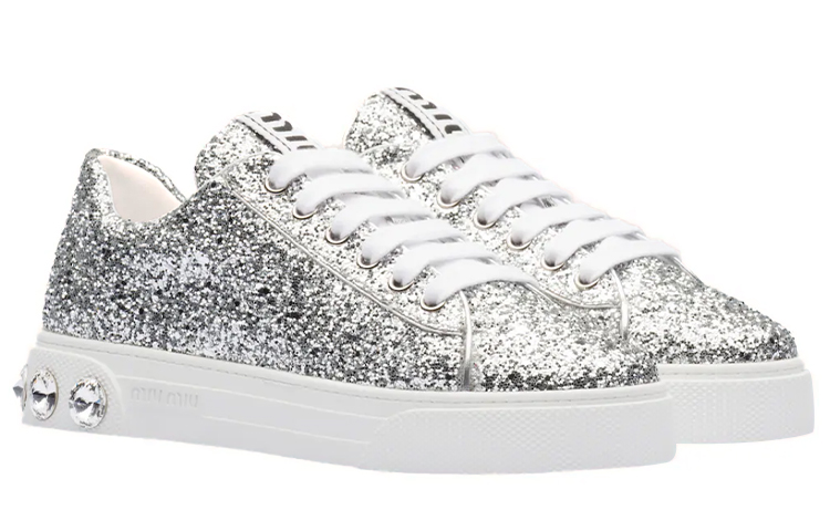 (W) MIU MIU Low Top Sneaker 'Silver Glitter' 圖 3